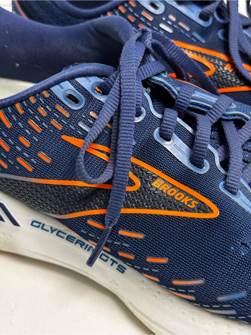 Brooks Glycerin GTS 20 Men’s 10.5 D Navy Orange Running Performance Shoes - Picture 3 of 9